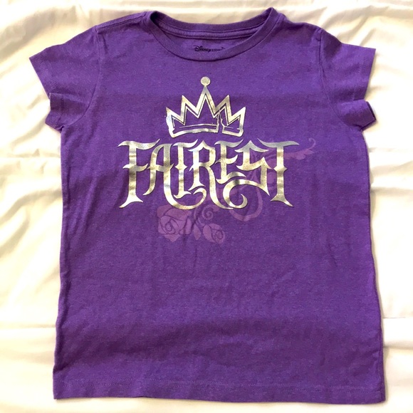 Disney Descendants purple tshirt with Fairest logo girls size Large 10/12